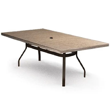 42"x 82" Rectangular Dining Table with Umbrella Hole and Splayed Legs